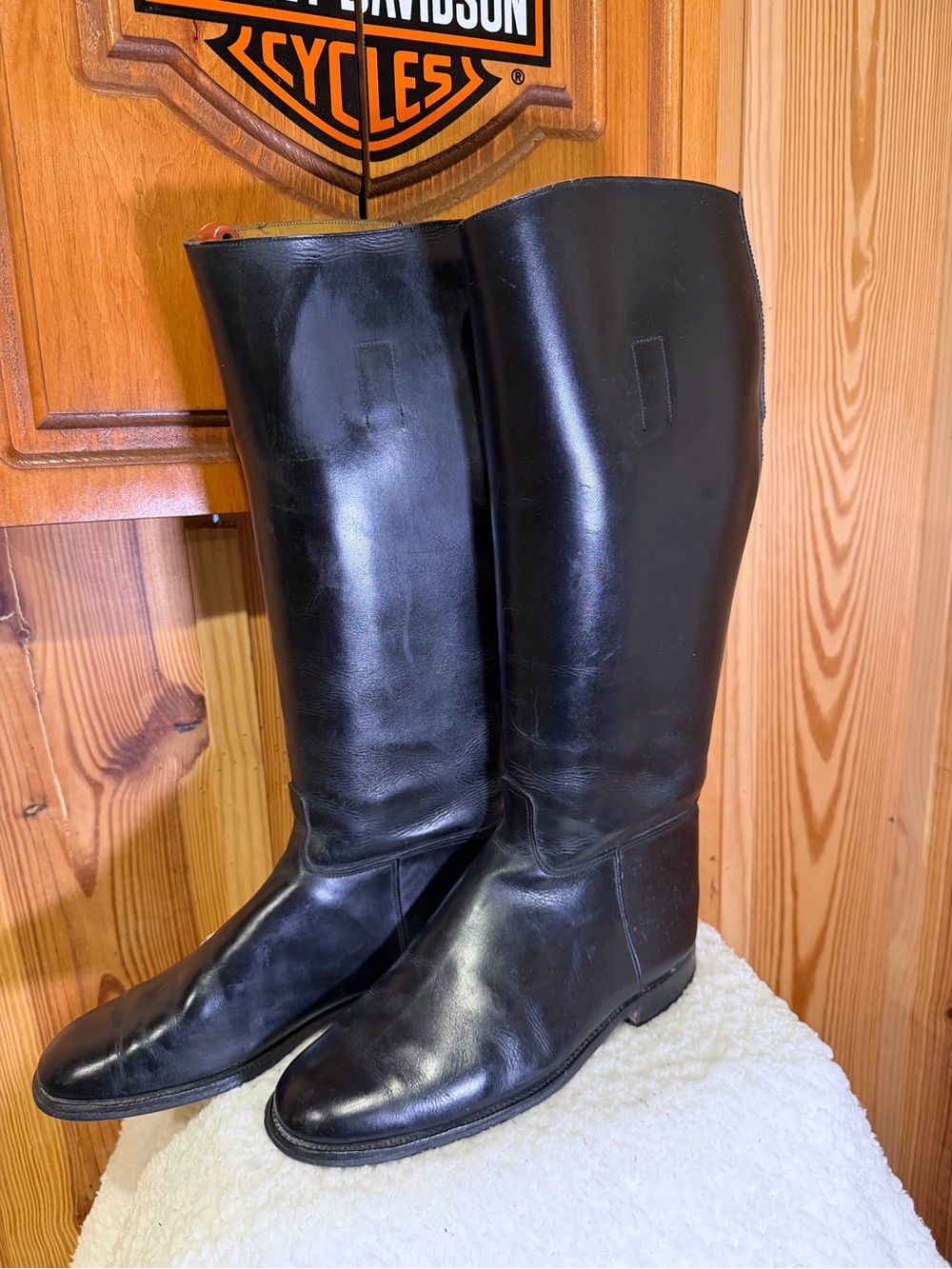 Black Leather Tall Men's Riding Boots